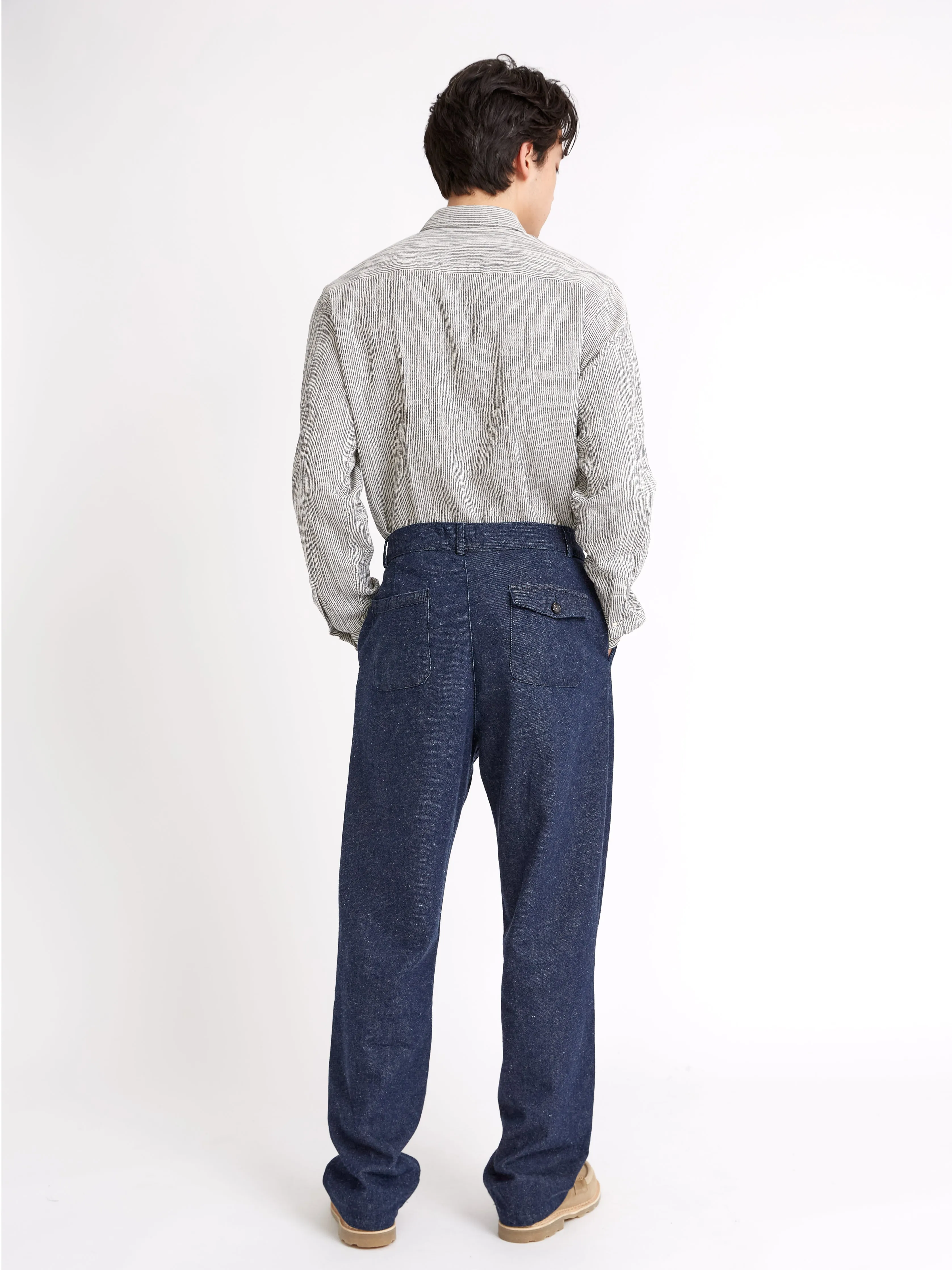 Morton Pleated Trousers Burnham Denim Indigo Blue