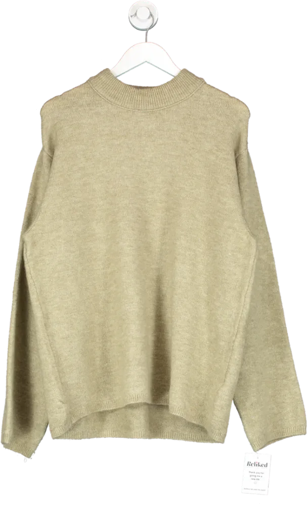 NA-KD Beige Knitted Sweater UK M