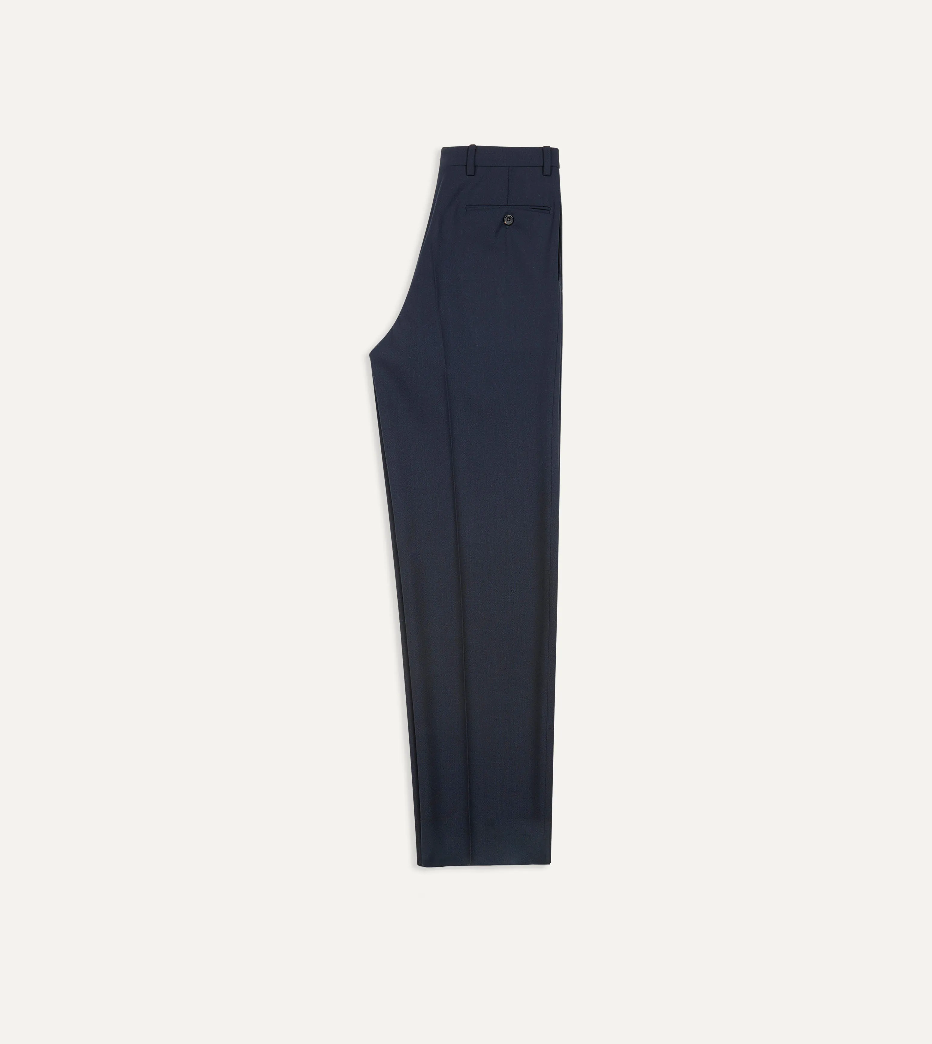 Navy Tropical Wool Flat Front Trouser