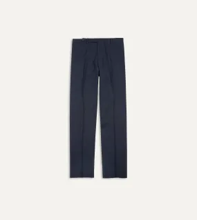 Navy Tropical Wool Flat Front Trouser