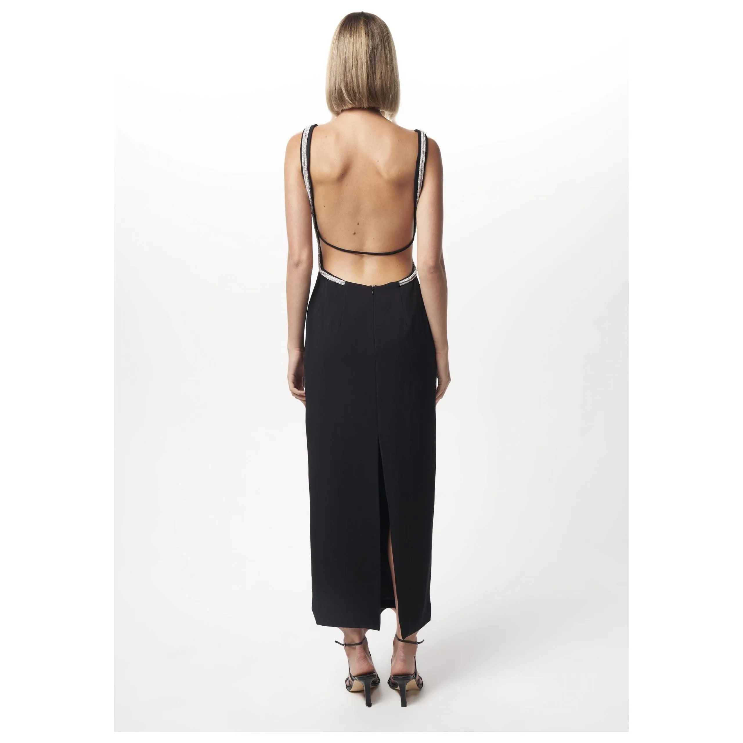 Nicola Finetti Long Diamond Backless Dress - Black