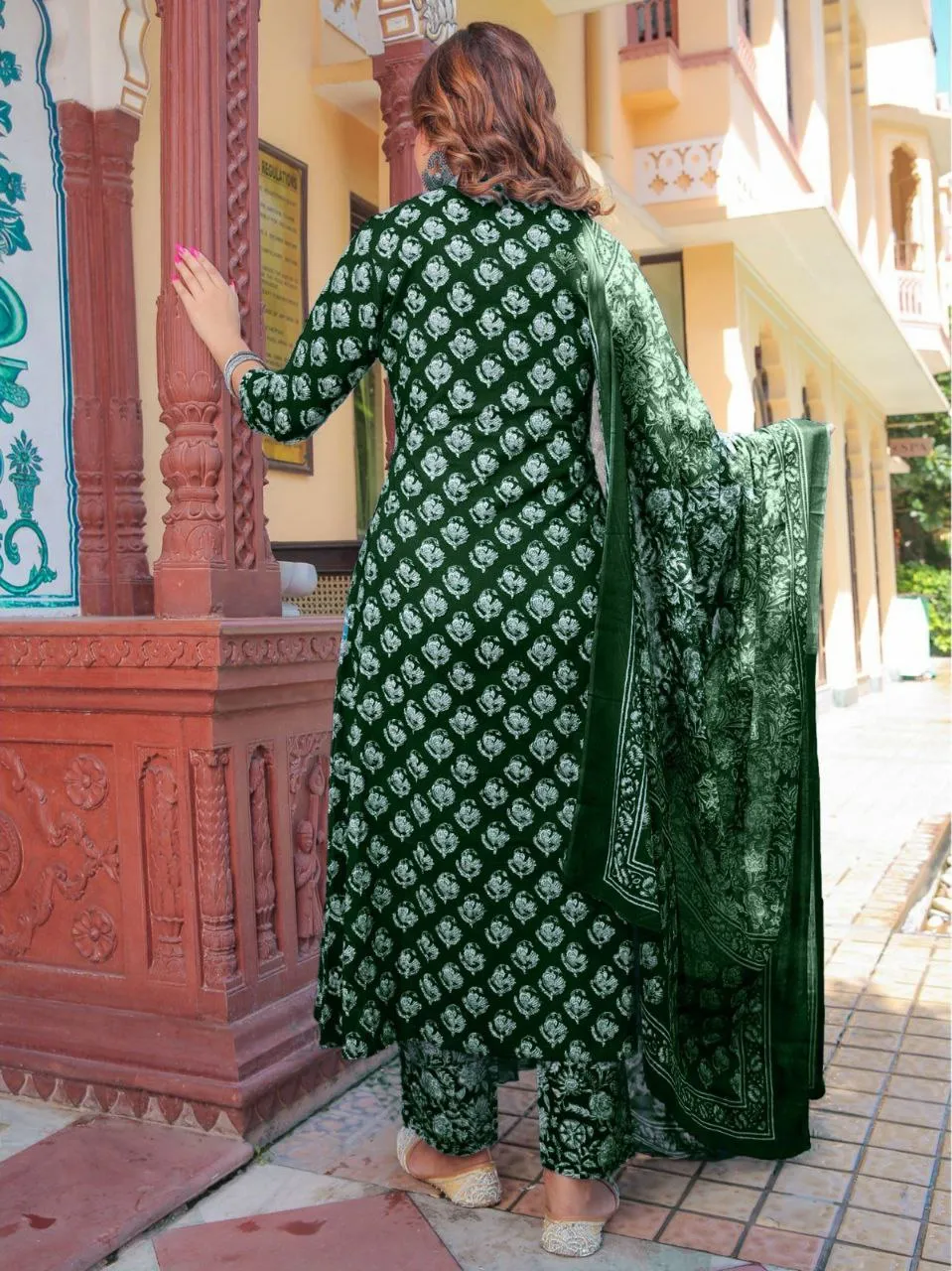 Rayon Party wear Women's Kurta Suit Green