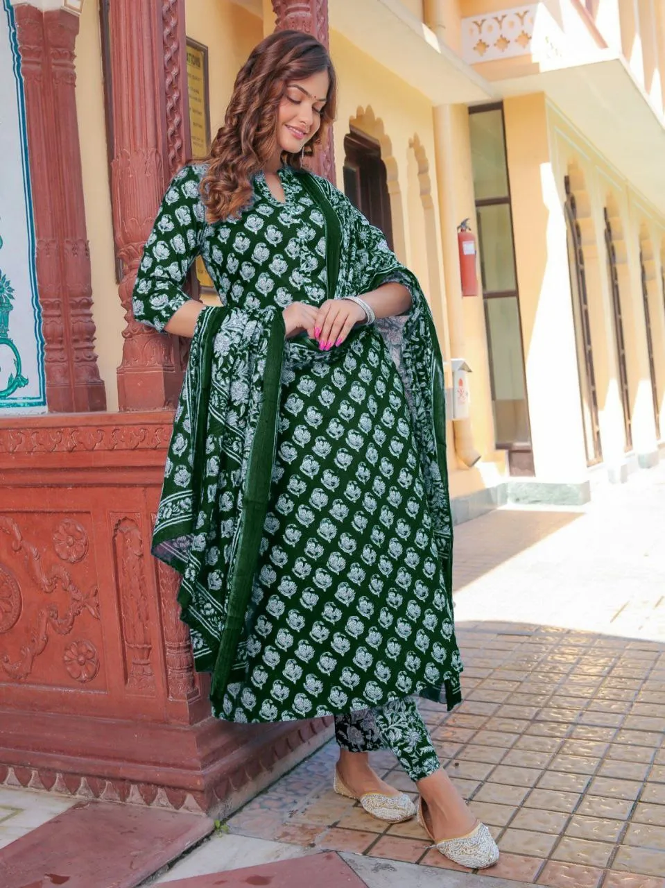 Rayon Party wear Women's Kurta Suit Green