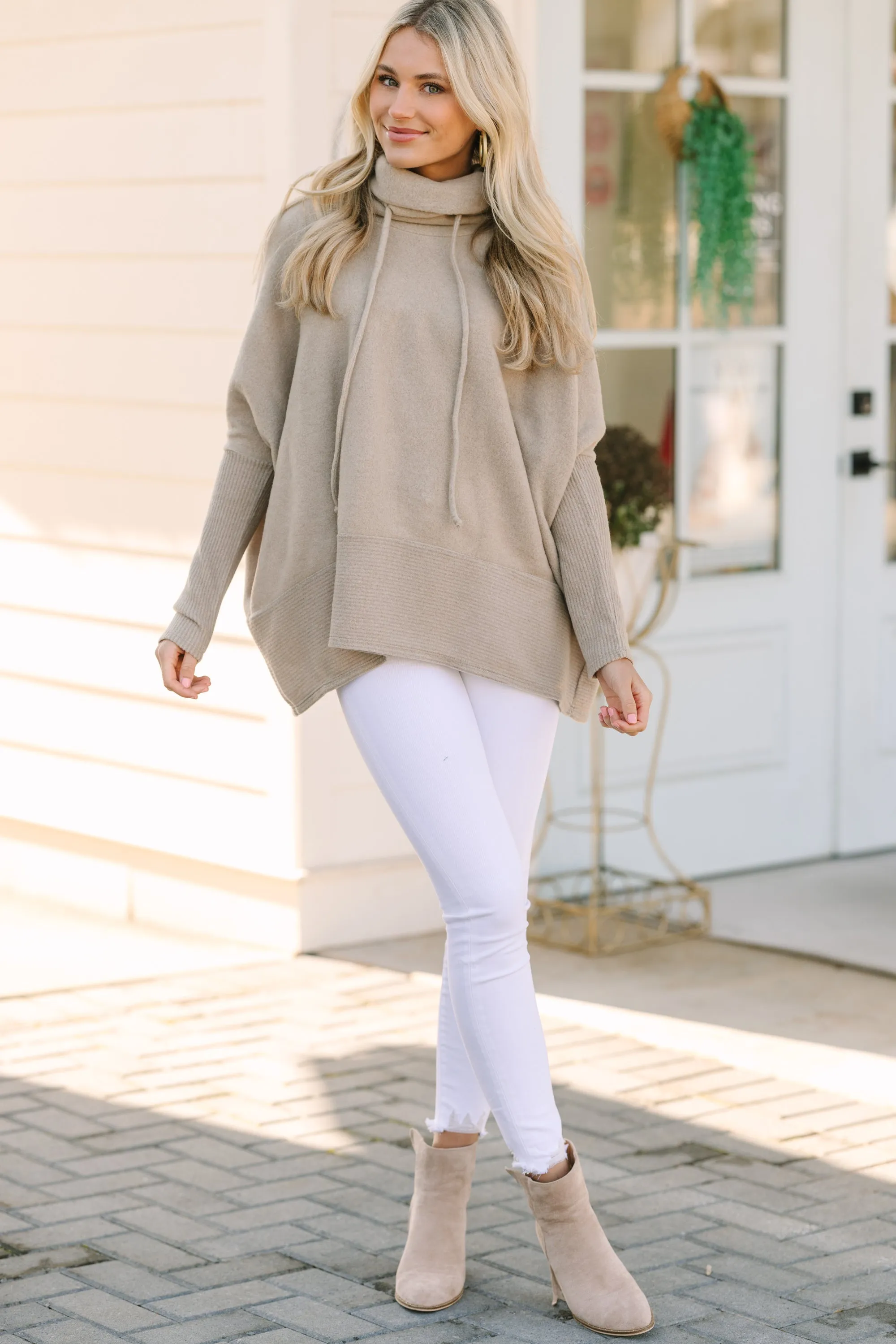 Realized Fun Taupe Brown Turtleneck Tunic