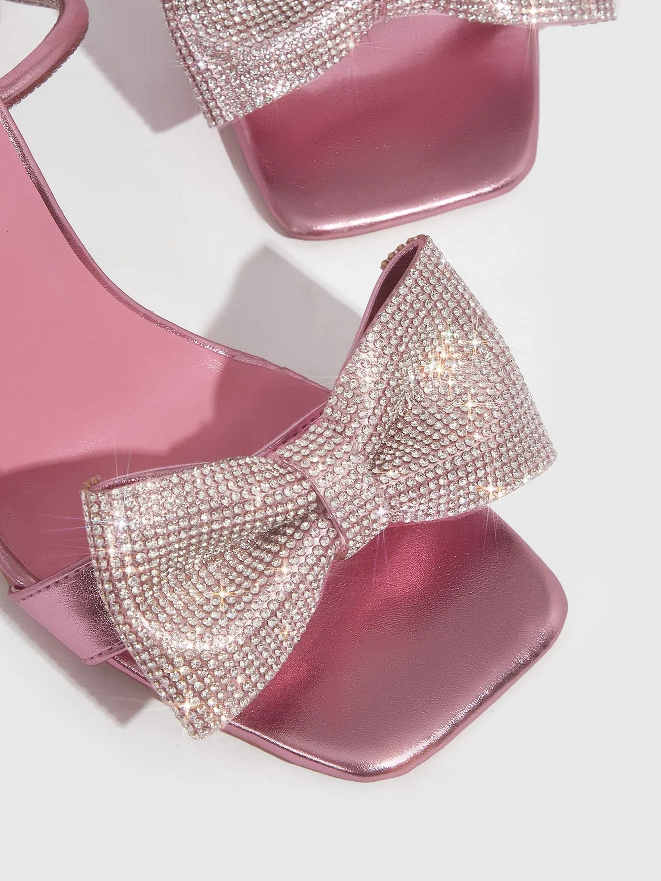 Rhinestone & Bow Decor Ankle Strap Sandals