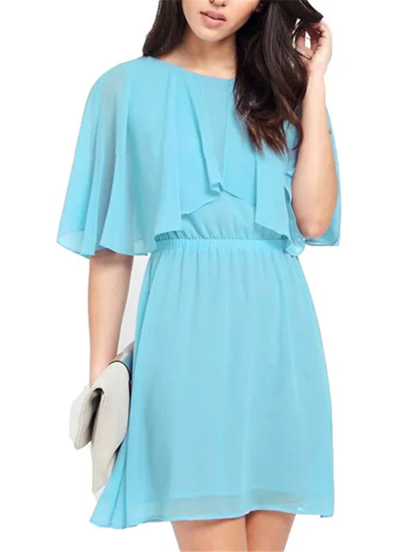 Round neck Slim Fit Chiffon Dress