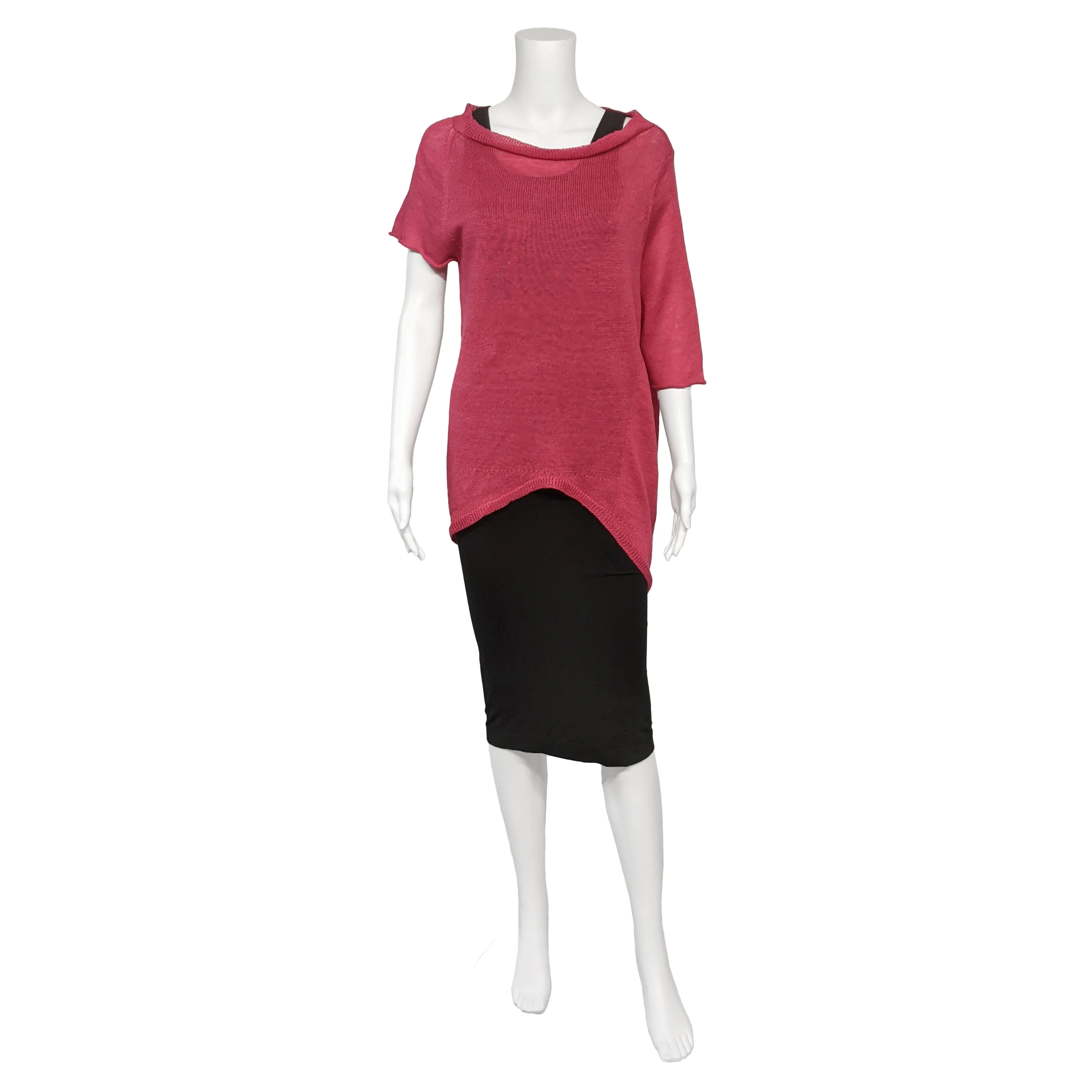 SALE! Oversized Linen T-Shirt in Fuchsia by Knit Knit