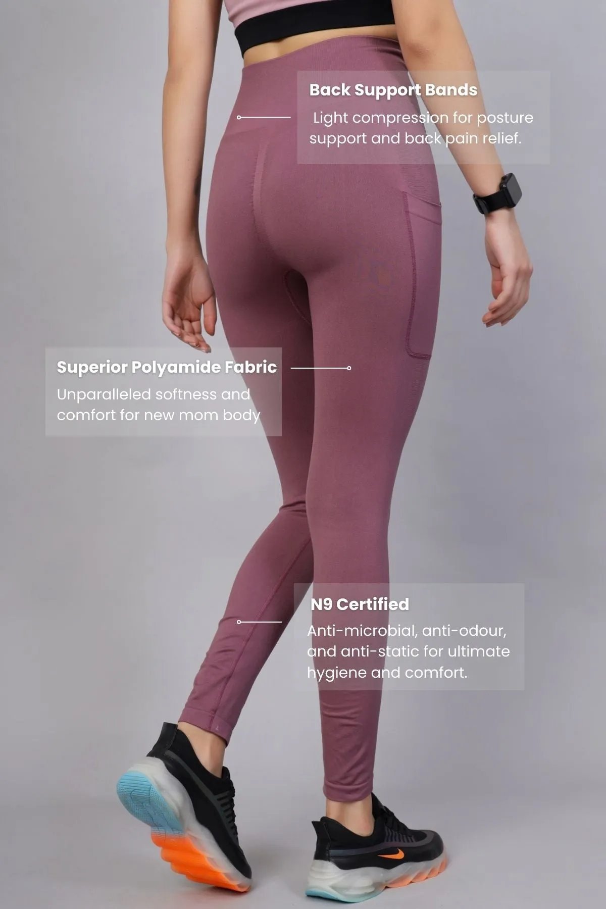 Seamless High Waisted Tummy Compression Tulipwood Postpartum Leggings