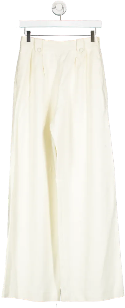 Sezane Cream Wide Leg Trousers UK S