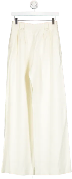 Sezane Cream Wide Leg Trousers UK S