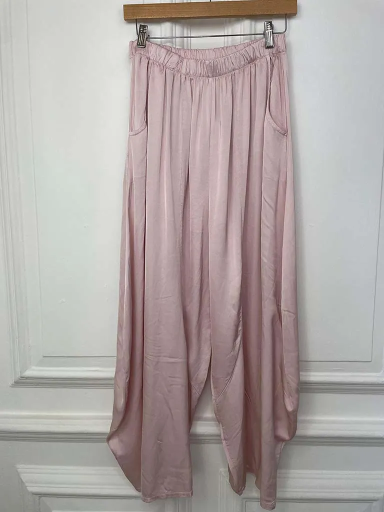 Silk Feel Cocoon Trousers - Blush