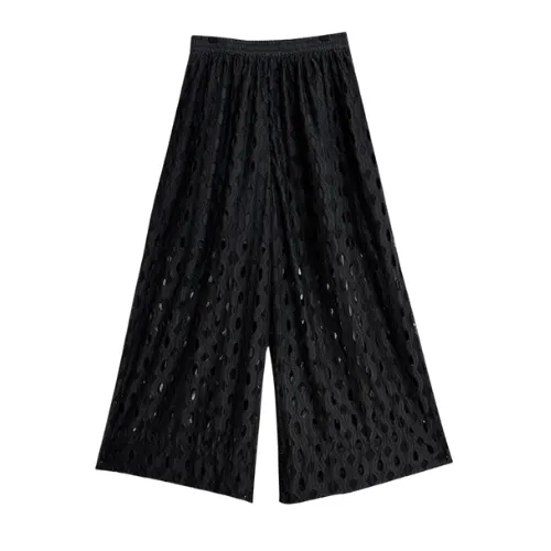 Urban Style Wide-Leg Net Trousers