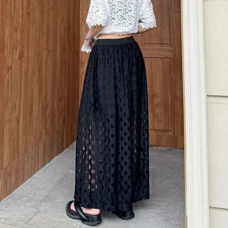 Urban Style Wide-Leg Net Trousers