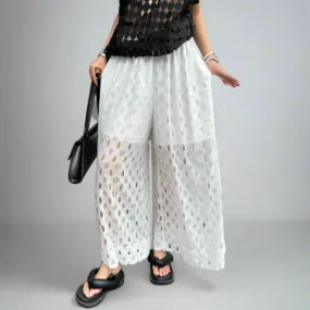 Urban Style Wide-Leg Net Trousers