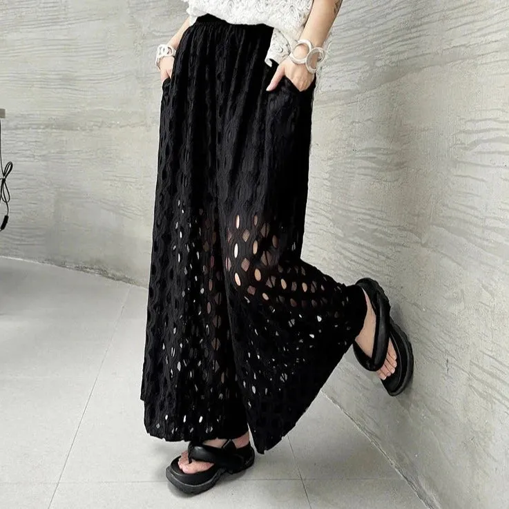 Urban Style Wide-Leg Net Trousers