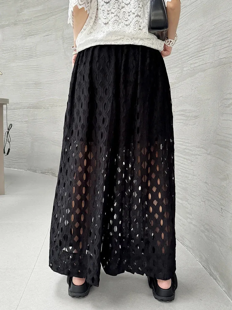 Urban Style Wide-Leg Net Trousers