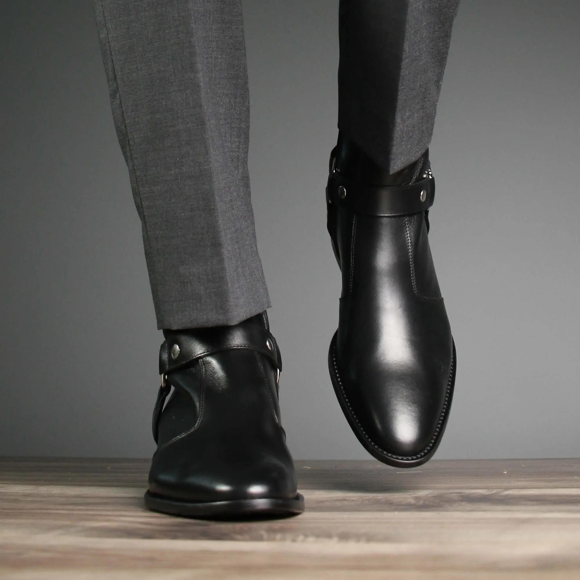 Vincent Harness Zip Boot Black