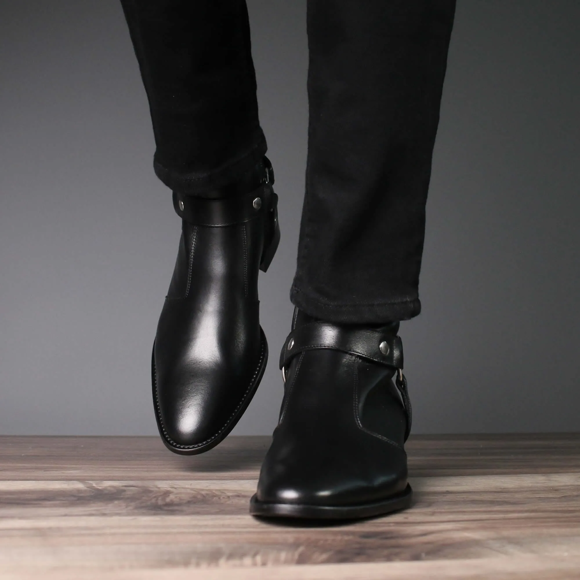 Vincent Harness Zip Boot Black