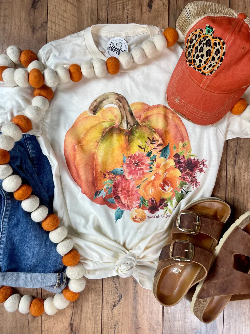 Watercolor Floral Pumpkin