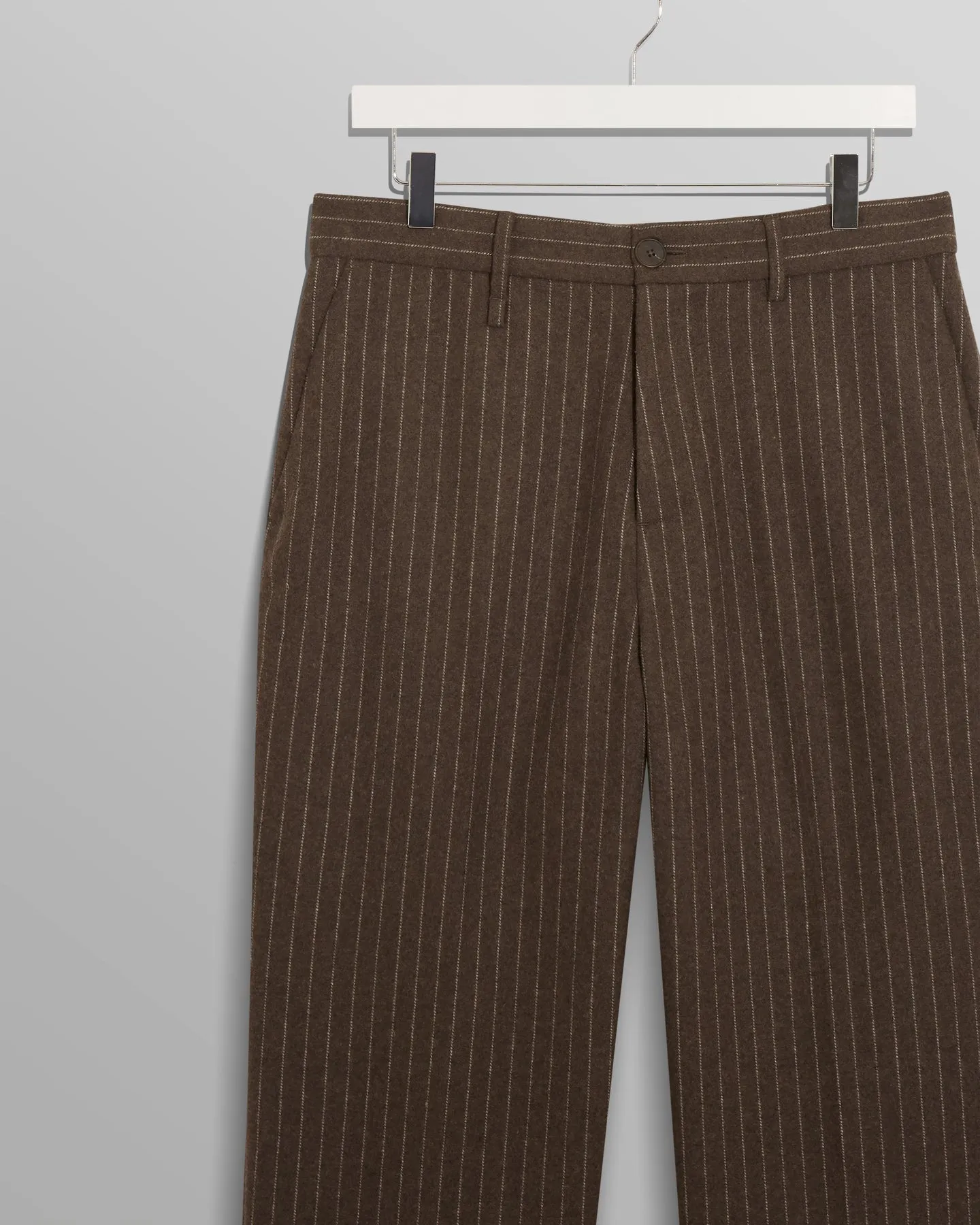 WAX ARI TROUSERS CHALK STRIPE BROWN